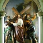 Jesus takes up his cross